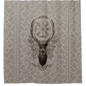 鹿とベジエ – バイキングナビゲーションコンパス シャワーカーテン (正面)