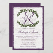 鹿とモノグラムリース梅 招待状 (正面/裏面)