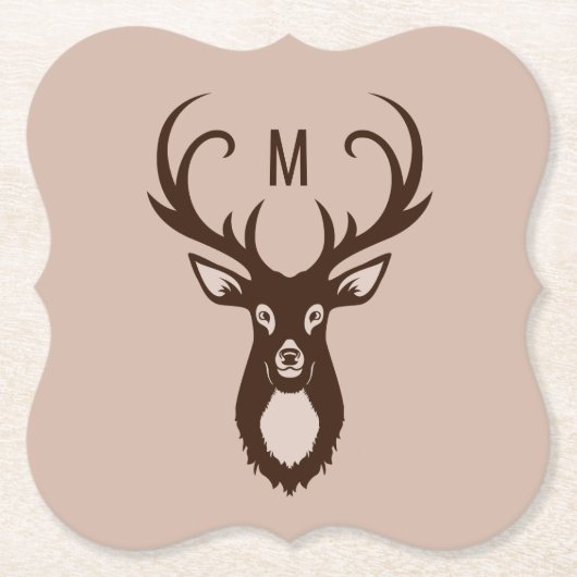 鹿とモノグラム紙コースター ペーパーコースター (正面)