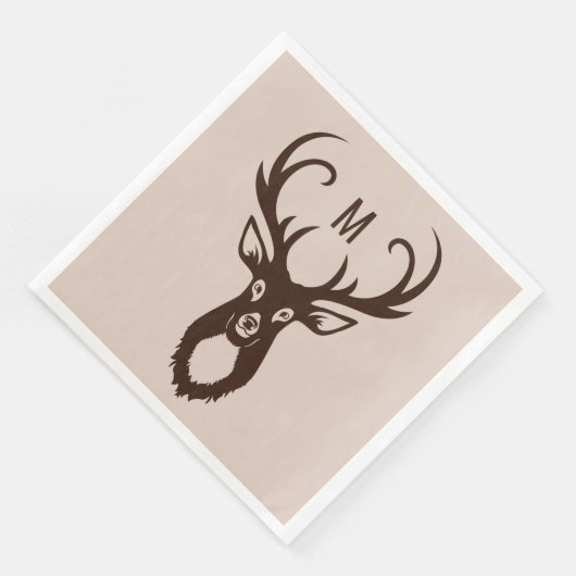 鹿とモノグラム紙ナプキン (コーナー)