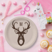 鹿とモノグラム紙プレート ペーパープレート (パーティー)