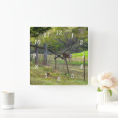 鹿とリスの壁時計 スクエア壁時計 (ホーム)