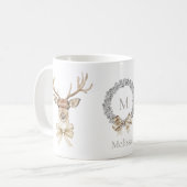鹿とリボンのクリスマス コーヒーマグカップ (正面左)