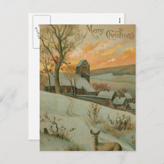鹿とヴィンテージクリスマスファーム シーズンポストカード (正面/裏面)