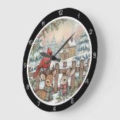 鹿と兎と（鳥）ショウジョウコウカンチョウ ラージ壁時計 (傾斜)