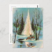 鹿と共に楽しめるヴィンテージクリスマスツリー ポストカード (正面/裏面)