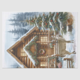 鹿と冬のクリスマスキャビン 薄葉紙