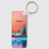 鹿と冬の名勝の湖 キーホルダー (裏面)