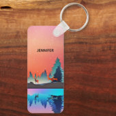 鹿と冬の名勝の湖 キーホルダー (裏面)