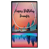 鹿と冬の名勝の湖 スモールペーパーバッグ (裏面)