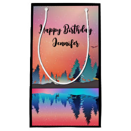 鹿と冬の名勝の湖 スモールペーパーバッグ