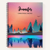 鹿と冬の名勝の湖 ノートブック (正面)