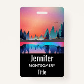 鹿と冬の名勝の湖 バッジ (正面)