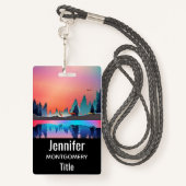 鹿と冬の名勝の湖 バッジ (裏面ランヤード)