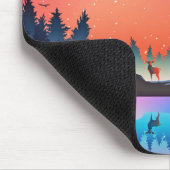 鹿と冬の名勝の湖 マウスパッド (コーナー)