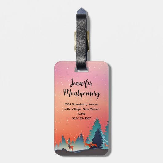 鹿と冬の名勝の湖 ラゲッジタグ (裏面縦)