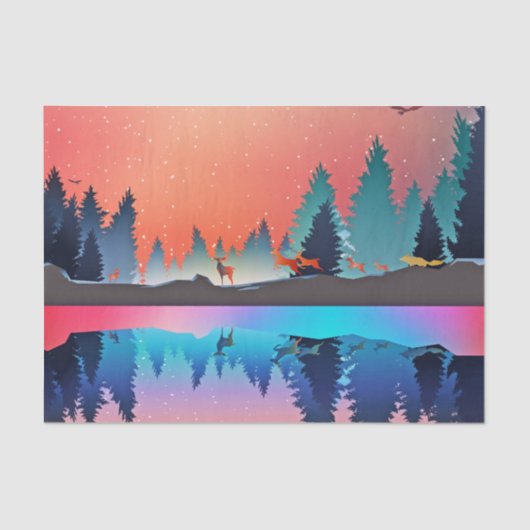 鹿と冬の名勝の湖 薄葉紙 (正面)