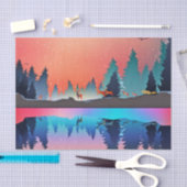 鹿と冬の名勝の湖 薄葉紙 (クラフト)