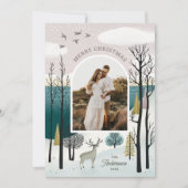 鹿と冬の森 | ウッドランド写真クリスマス シーズンカード (正面)