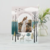 鹿と冬の森 | ウッドランド写真クリスマス シーズンカード (スタンド正面)