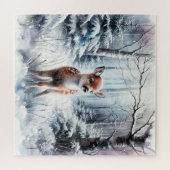 鹿と冬の風景 ジグソーパズル (横)