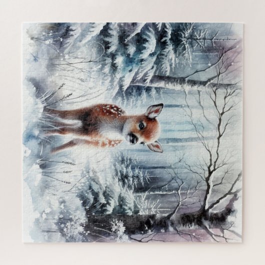 鹿と冬の風景 ジグソーパズル (横)
