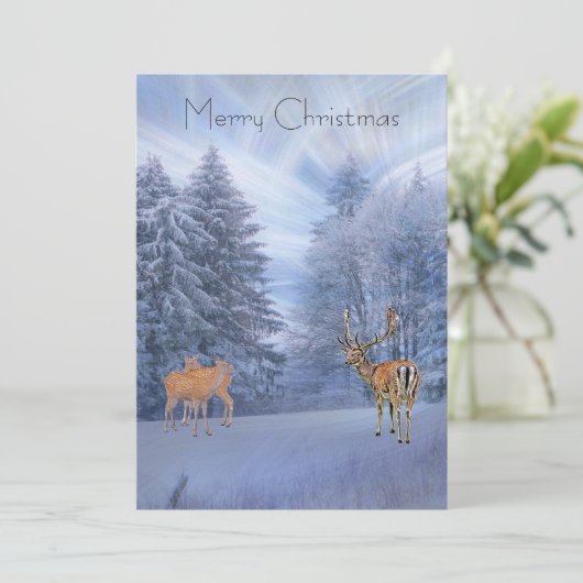 鹿と冬の魔法の森，カスタムクリスマス シーズンカード (スタンド正面)