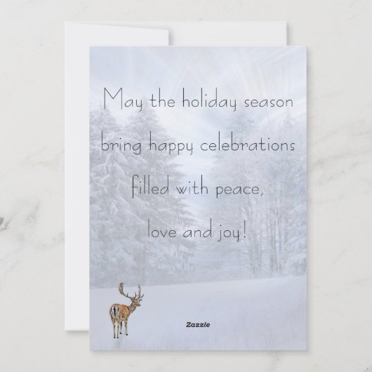 鹿と冬の魔法の森、クリスマス シーズンカード (裏面)