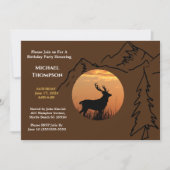 鹿と夕焼けの誕生日招待状 招待状 (正面)