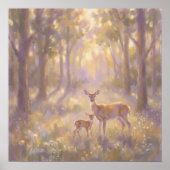 鹿と子鹿の壁画 ポスター (正面)