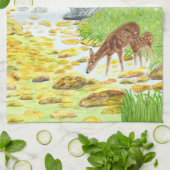 鹿と子鹿 キッチンタオル (折り畳み)