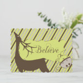 鹿と対角のストライプクリスマス シーズンカード (スタンド正面)