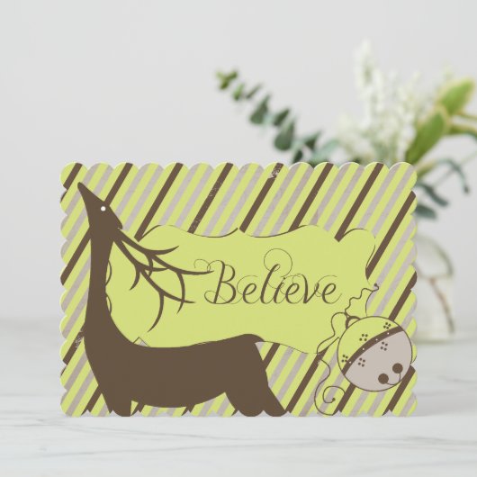 鹿と対角のストライプクリスマス シーズンカード (スタンド正面)