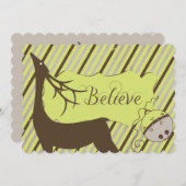 鹿と対角のストライプクリスマス シーズンカード (正面/裏面)