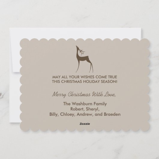 鹿と対角のストライプクリスマス シーズンカード (裏面)