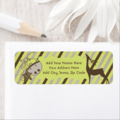 鹿と対角のストライプ差出人住所ラベル ラベル (インサイチュ)