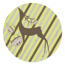 鹿と対角線のストライプ丸印