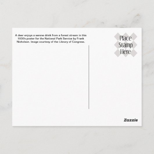 鹿と小川 ポストカード (裏面)