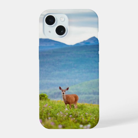 鹿と山 iPhone 15ケース (裏面)