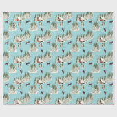 鹿と形のキャビンを持つクリスマスの冬の森 ラッピングペーパー (フラット)