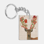 『鹿と恋の鳥』 キーホルダー (正面左)