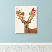 鹿と愛の鳥 キャンバスプリント (インサイチュ (ウッドフロア))