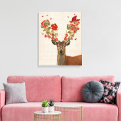 鹿と愛の鳥 キャンバスプリント (インサイチュ (リビング))