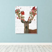 鹿と愛の鳥 キャンバスプリント (インサイチュ (ウッドフロア))