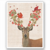 鹿と愛の鳥 シール (正面)