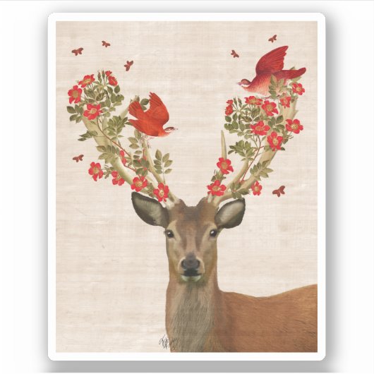 鹿と愛の鳥 シール (正面)