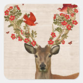 鹿と愛の鳥 スクエアシール (正面)