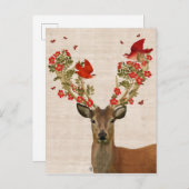 鹿と愛の鳥 ポストカード (正面/裏面)