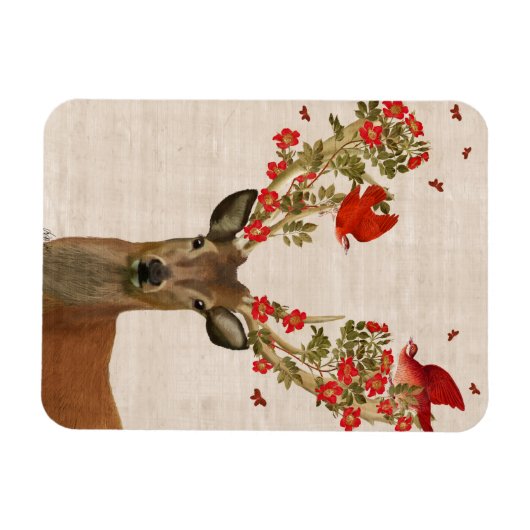 鹿と愛の鳥 マグネット (横)