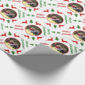 鹿と木のクリスマスの休日の写真パーソナライズされた。 ラッピングペーパー (角)